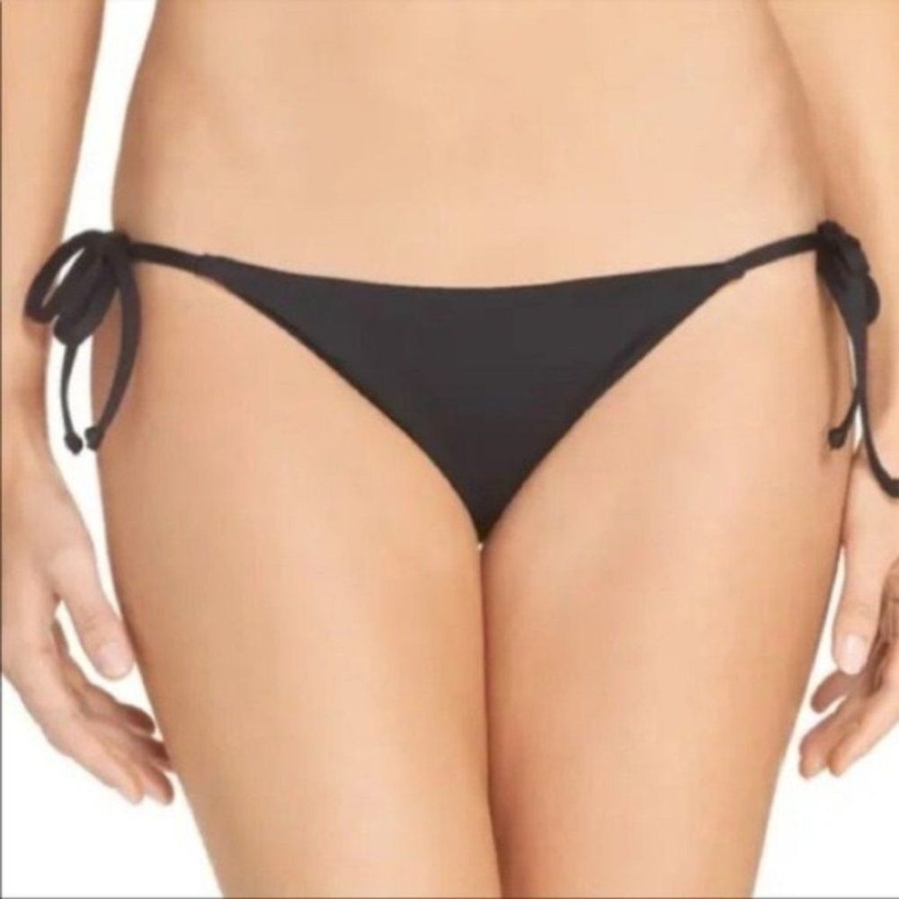 Becca Womens Black String Bikini Bottoms Size Large‎ Swim Beach Resort